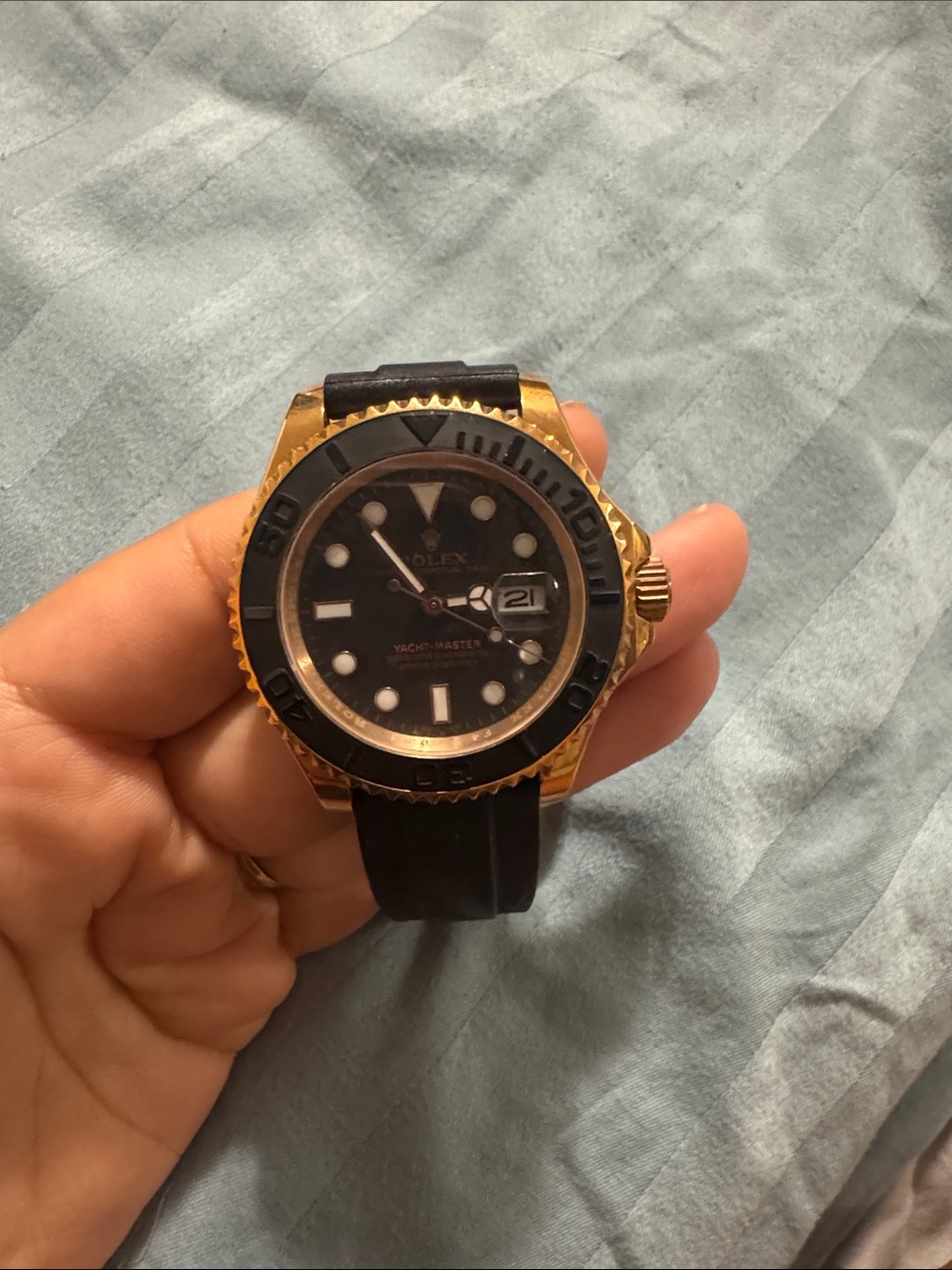 Faux Rolex Black Dial Gold-Tone Men's Watch